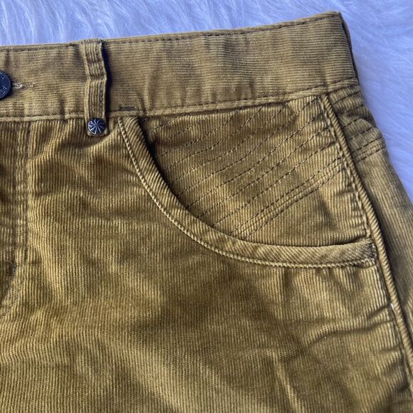 Athleta Skirt Sz 6 Kaleidoscope Corduroy Mini Mustard Olive Pockets Summer Cute - Picture 2 of 10